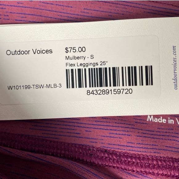 Outdoor Voices Mulberry Flex Leggings 25" Size Small - Picture 6 of 7